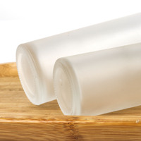 Bouteille pompe à long bec en PET de 120 ml et 150 ml, transparente et givrée, pour shampoing et gel douche, avec bouchon à vis en bambou à 24 dents