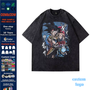 Camiseta de Hombre Personalizada, 250 Gramos, Negra, 100% Algodón, Lavado Ácido, Diseño Vintage de <span class=keywords><strong>Dragon</strong></span> <span class=keywords><strong>Ball</strong></span> Anime - Product Image 1