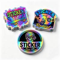 Autocollants personnalisés holographiques laser arc-en-ciel style cyberpunk néon, étiquettes autocollantes en vinyle imperméables pour bouteille d'eau, ordinateur portable, téléphone