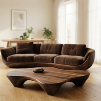 Canapé de salon rustique en bois massif noyer STG American Two Seat avec table basse en bois naturel durable pour hôtel et villa