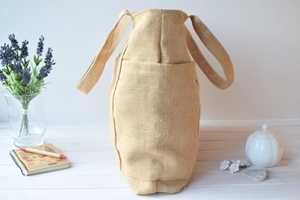 Custom Jute <b>Tote</b> Bag <b>With</b> <b>Zipper</b> Burlap <b>Tote</b> Bags Reusable Jute Shopping Bag - Product Image 2