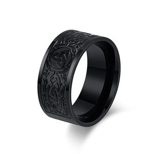 <b>Celtic</b> Eternal Triangle Knot Titanium Steel <b>Ring</b> For Men Steel Black Gift Jewelry - Product Image 5