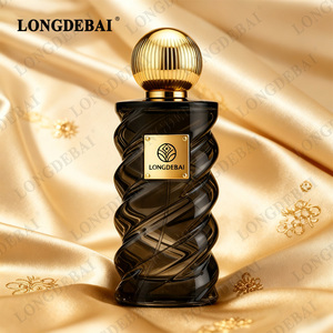 Custom Luxury Unique Shape Amber Empty Perfume <b>Bottle</b> 50ml 100ml <b>200ml</b> Crimp Glass Perfume <b>Bottle</b> with Zamac Gold Cap - Product Image 2