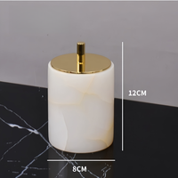 SAIDKOCC 8*8*12cm bocal en marbre multifonctionnel de luxe léger personnalisé fond rond ou fond carré avec couvercle en métal doré
