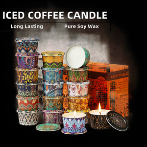 Velas Aromáticas de Cera de Soya Estilo Bohemio en Latas Metálicas, Paquete de 18, Decoración para el Hogar, Fragancia Floral, Forma Cilíndrica - Product Image 2