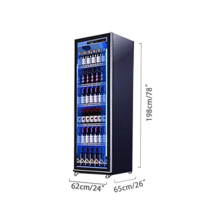 Beverage refrigerated display case with three lighting stainless steel materials and defogging glass freezer showcase