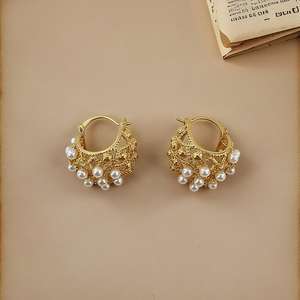 Champ de uggood brass และ zicron eardrops พร้อมไข่มุกฝังทันสมัยเครื่องประดับหูสำหรับธุรกิจนอกสถานที่ - Product Image 3