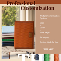 Carnet en cuir PU tressé tendance 5,8x8,3, agenda souple non daté, planificateur quotidien et hebdomadaire, journal flexible personnalisable