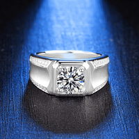 Usine En Gros 1Carat Solitaire Moissanite Anneaux Diamant D Couleur 925 Sterling Silver Personnalisé Or Blanc Fiançailles Hommes Anneaux