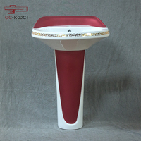 Vente chaude Design Moderne Rouge Sanitaire Salle De Bains Lavabo Ovale Lavabo Piédestal Bassin Monotrou Robinet Montage pour Hôtels
