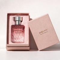 Flacon de parfum vide en verre transparent à rayures carrées, 30 ml, 50 ml, rechargeable, luxueux, avec bouchon à vis et emballage en boîte, vente en gros