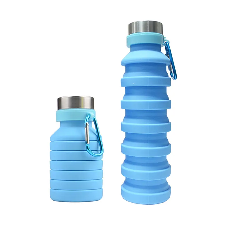 Portable Leak Proof Sports Outdoor Foldable Reusable Silicone Collapsible Water Bottle For Travel Gym Camping Hiking