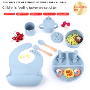 Juego Completo de <span class=keywords><strong>Vajilla</strong></span> de Silicona ODM OEM para Niños Pequeños y Bebés Suministros Infantiles Transfronterizos Plato Suave Cuchara Suplementaria y Mordedor - Product Image 2