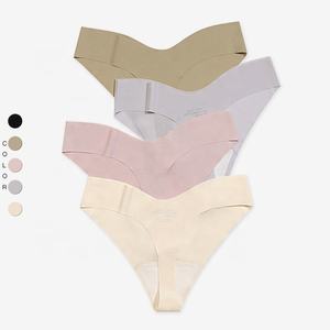 Venta al por mayor Bragas Sensación desnuda Color sólido Tela de alta elasticidad Seda de hielo Sin costuras Cintura baja Tanga G <span class=keywords><strong>String</strong></span> Ropa interior de mujer - Product Image 2