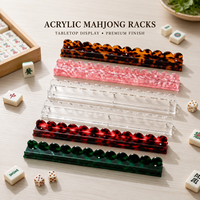 Maßgefertigte Großhandels-Mahjong-Ständer aus Acryl mit Rosa Perlmuster und Magnetischen Schiebern, 17,5 Zoll Verstärkte Kachelhalter