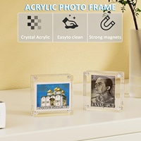 Mini cadre photo magnétique double face en acrylique transparent personnalisable 2x2 pour décoration intérieure, petit bloc d'affichage de bureau, mariage