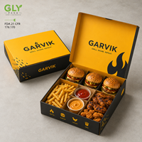 Boîte à compartiments personnalisée pour la restauration rapide à emporter, pour mini-burger, poulet frit, frites, sauce, emballage de repas en papier