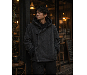 Men Casual Toggle Hooded <b>Coat</b> with Side Pockets Breathable Warm Winter Jacket for Comfortable Everyday Outdoor Activities - Product Image 2