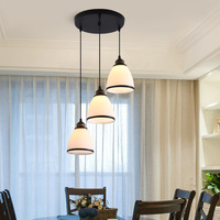 Lustre LED en fer et verre de style rustique américain, finition noire, design personnalisé à trois têtes pour salle à manger, éclairage de restaurant
