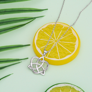 Colgante de Plata de Ley 925 con forma de corazón, Gargantilla con nudo irlandés celta, para mujeres - Product Image 5