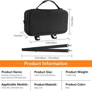 Étui de transport AMAZEAR pour accessoires DJI Osmo 360, nylon portable avec bandoulière compatible avec un bâton à selfie de 2,5 m (8,2 pieds) (noir) - Product Image 5