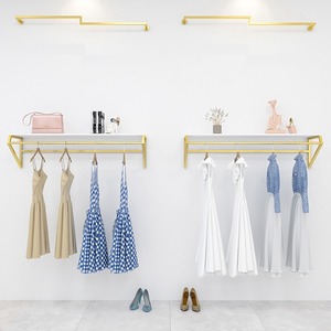 Colgador Dorado de Pared y Estante Lateral <span class=keywords><strong>para</strong></span> Tiendas de Ropa Infantil y Femenina - Exhibidor Multifuncional - Product Image 4