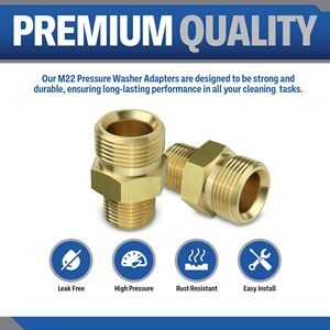 อะแดปเตอร์ทองเหลือง Stm ขนาด 3/8 Npt เป็นเกลียวตัวผู้ M22 14 มม. สำหรับเครื่องฉีดน้ำแรงดันสูง ล้างรถ - Product Image 2