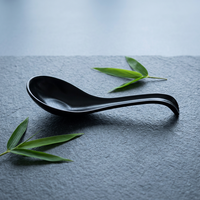 Cuillère à soupe japonaise noire en mélamine pour fruits, best-seller des restaurants