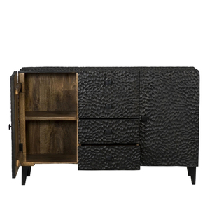 Buffet en bois de manguier avec structure en acier doux, finition bois noir et métal, meuble de rangement pour salon, salle à manger, bureau à domicile - Product Image 6