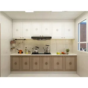Chinese Style Solid Wood Nature Home Kitchen Cabinet with Complete Set of Hardware
