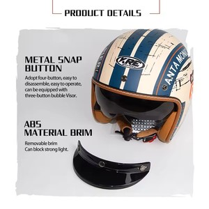 Casques de <span class=keywords><strong>moto</strong></span> vintage à visage ouvert quatre saisons avec visière solaire, homologués DOT, <span class=keywords><strong>casque</strong></span> de <span class=keywords><strong>moto</strong></span> jet rétro, casques de sécurité à visage ouvert - Product Image 5