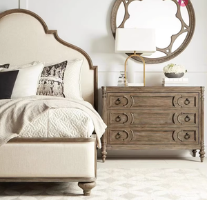 Oak Solid Wood Upholstered <b>Bed</b> With Fabric Headboard, <b>Storage</b> King Size for Home Bedroom Hotel 1554 Oak Solid Wood <b>Bed</b> Frame Cra - Product Image 5