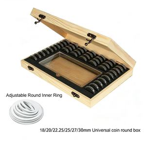 Boîte de rangement pour pièces de monnaie en bois avec couvercle rabattable pour collection de devises et billets commémoratifs, 20 emplacements - Product Image 5