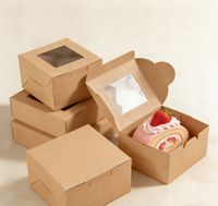 Boîtes à gâteaux en papier kraft écologiques, boîte à pâtisserie individuelle, emballage avec fenêtre transparente pour beignets, mini-gâteaux, tartes, tranches, collations