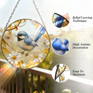 Atrapasueños de Vitral con Diseño de Pájaro y Flores para Decoración de Ventanas, Regalos de Colibrí para Mamá - Product Image 3