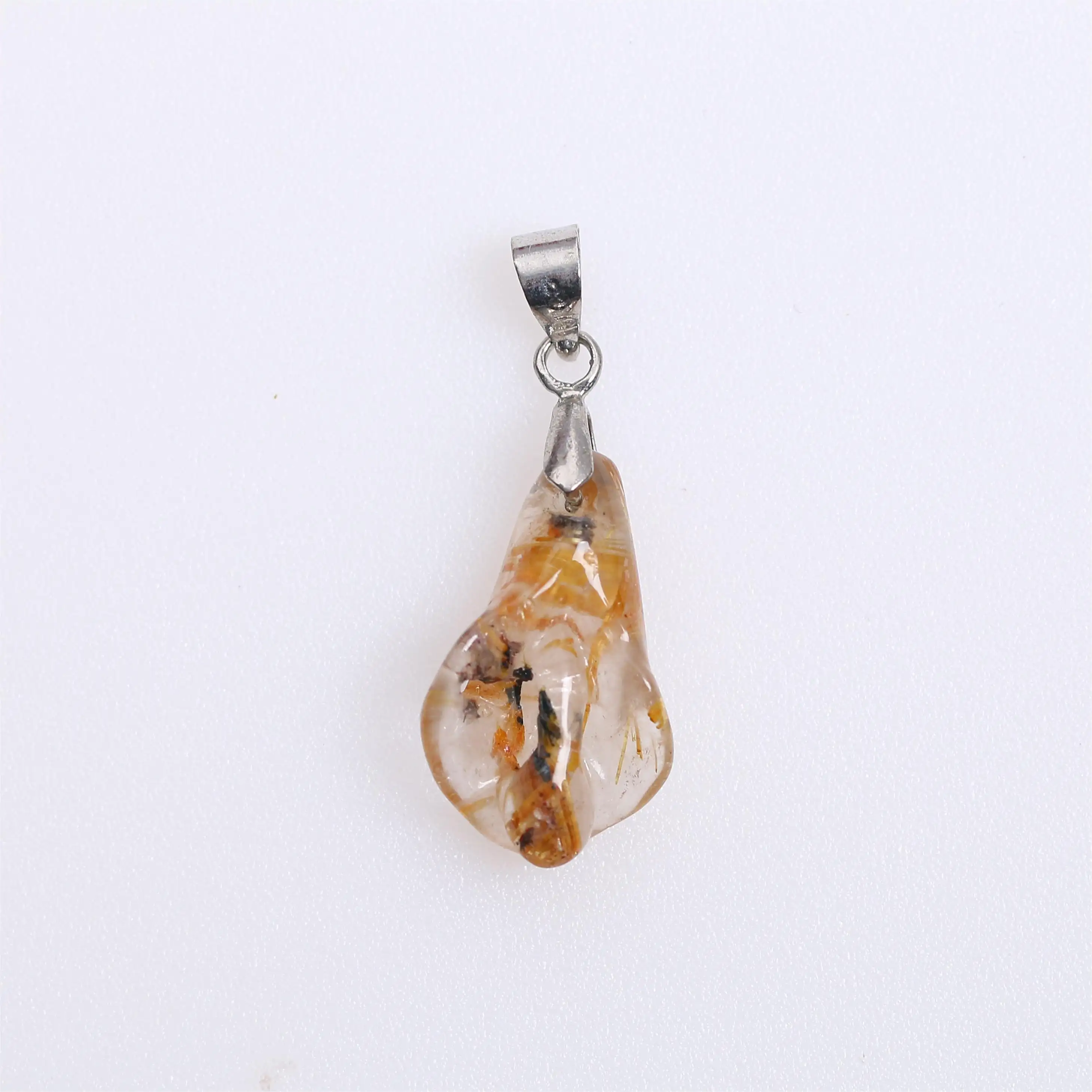 Best Selling Wholesale Gold Rutilated Quartz Gemstone Jewelry Chain Everyday Pendant For Women