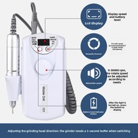 Perceuse à ongles professionnelle portable, moteur sans balais 35 000 tr/min, rechargeable, fonctions de polissage et de retrait de gel