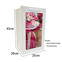 Grand bouquet de roses en savon fait main, coffret cadeau 43 cm, 5 couleurs, emballage en sac fenêtré, romantique, Saint-Valentin, fête des mères, respectueux de l'environnement