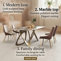Ensemble de table à manger contemporaine haut de gamme, plateau en pierre brillante extensible avec 6 chaises, mobilier moderne pour la maison, Fujian DT CC 1124