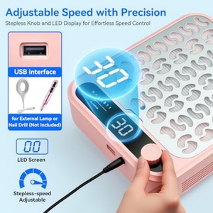 เครื่องดูดฝุ่นเล็บมืออาชีพ แรงดูดทรงพลัง หน้าจอ LED สีชมพู ปรับความเร็วได้ พร้อมไส้กรองแบบใช้ซ้ำได้ สำหรับเล็บอะคริลิค - Product Image 6
