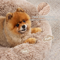Lits pour animaux de compagnie lavables en forme de beigne, ronds, moelleux, en fausse fourrure, grand lit pour chat et chien pour une utilisation en intérieur et en extérieur