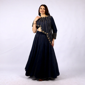 Lehenga Choli Tradicional Glamuroso para Mujer con Adornos de Corte Dana, Elegante para Eventos - Product Image 1