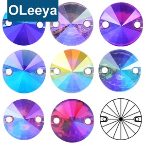 Oleeya Prix de gros Pierres en résine plastique rondes Rivoli 10mm à dos plat, cristaux à coudre pour robes - Product Image 1