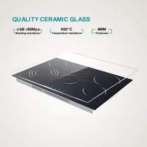 Electric Hob Suppliers CE Approval Cooking Appliance 5 Burners Glass Panel Ceramic Cooktop