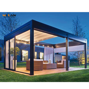 Pergola bioclimatique motorisée moderne <span class=keywords><strong>MULAN</strong></span> pour extérieur, imperméable, résistante au vent, avec lames orientables, gazebo en aluminium, pavillon, garantie 3 ans - Product Image 1