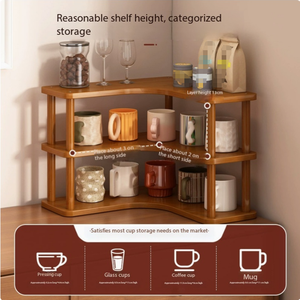 IStapromo Gifts Corner Desktop Storage Rack Wood Three-Layer Non-Folding Standing Type Multifunctional Sundries Workshops - Product Image 4