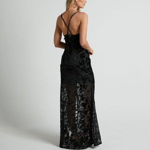 Halter Backless Ladies Evening Dress Thigh Split Translucent Women's Casual Dresses - Product Image 4