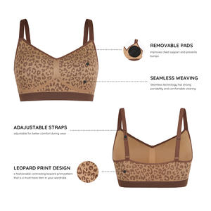 和信批发舒适豹纹无线胸罩日常两件套无缝塑身衣文胸套装女性 - Product Image 5