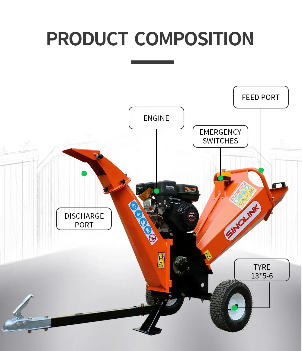 Traitement de concassage des déchets Bois de SINOLINK Longxin moteur à essence automatique Broyeur de bois