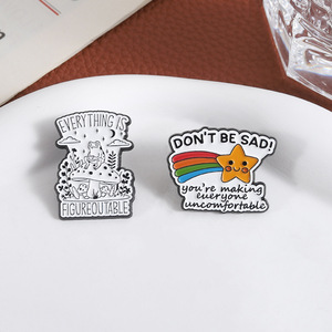 Broches e Emblemas de Metal Divertidos e Antigos com Pentagrama, Citações e Nuvens, Acessórios de Vestuário Versáteis com Estampa em Letterpress, Tema Frutas e Formatura - Product Image 2